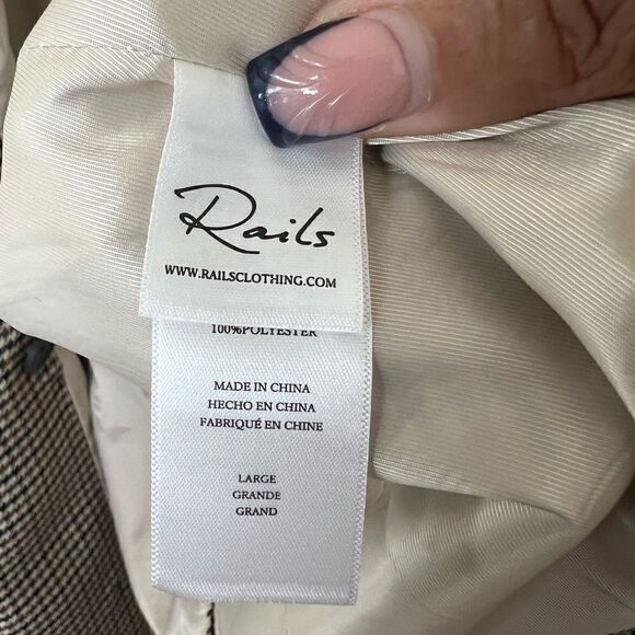 Rails Cambridge Plaid Houndstooth Jac Double Breasted Academia Blazer Large - Picture 14 of 16